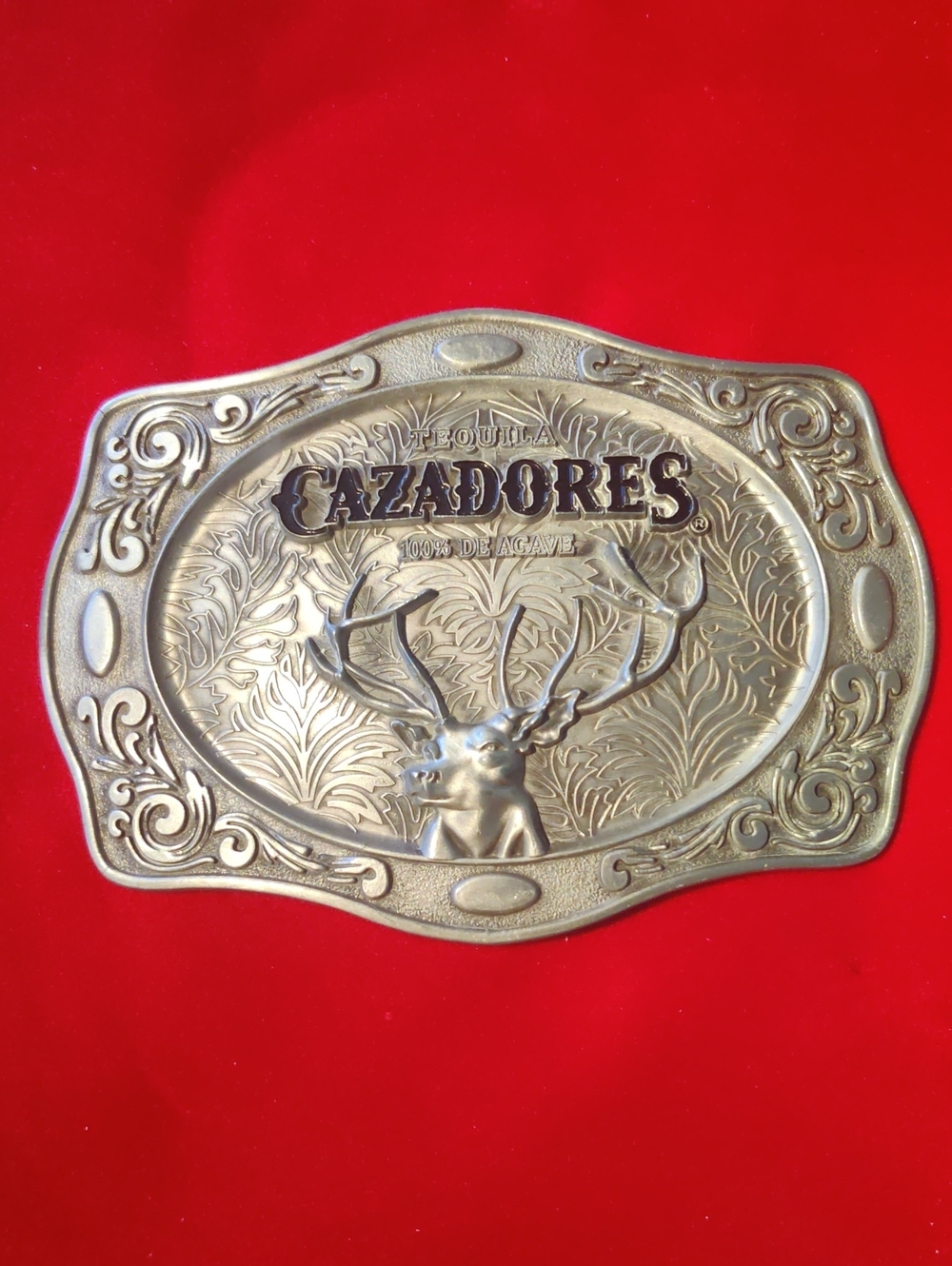TEQUILA CAZADORES Metal Oversized Belt Buckle in new condition 5 x 3.5 inches